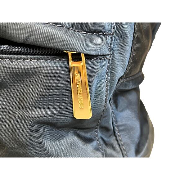 MICHAEL KORS Backpack Navy Nylon Saddle Saffiano Leather Strap Jet Set Bookbag - Picture 3 of 10